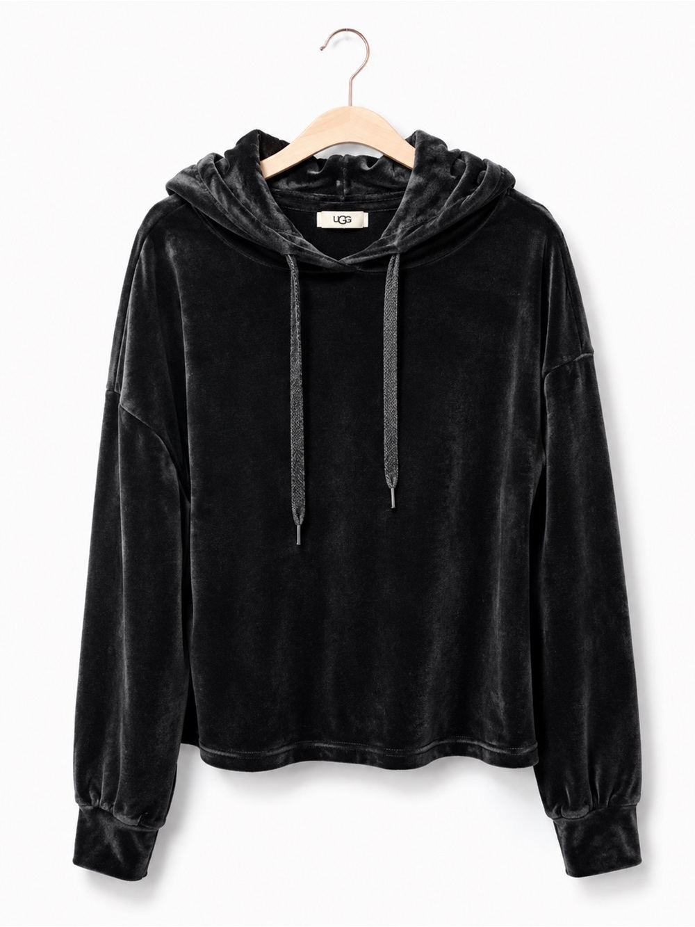 UGG Belden Velvet Fleece Pullover Hoodie Ink Black Size Small Ultra Soft Cozy